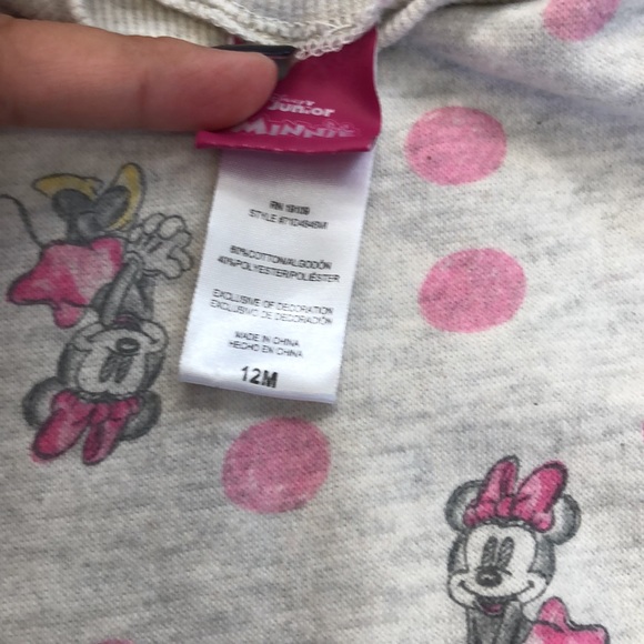 Baby Girl Gray Minnie Mouse Sweatshirt - Size 12M - Picture 3 of 4